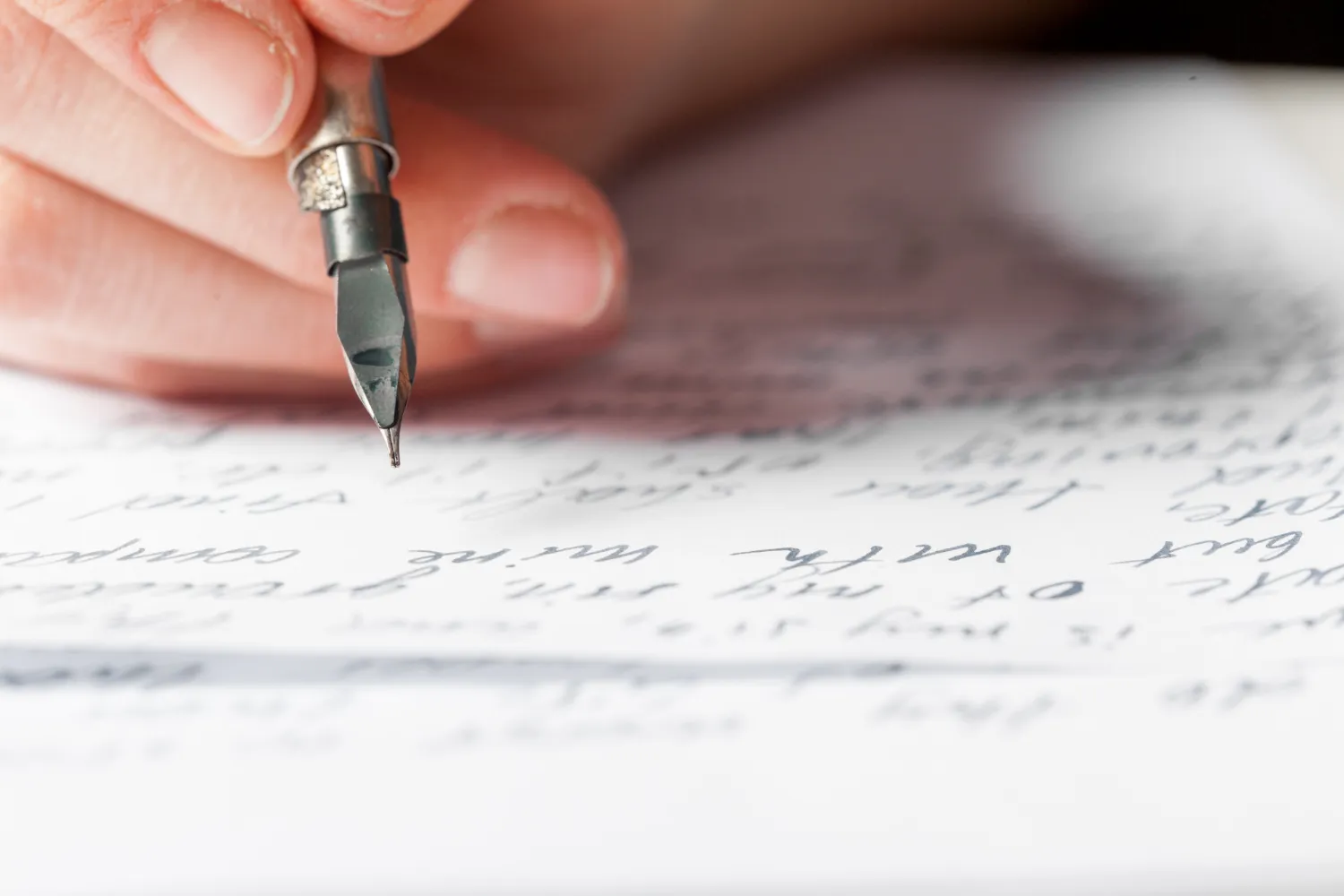 Photo of person during handwriting practice